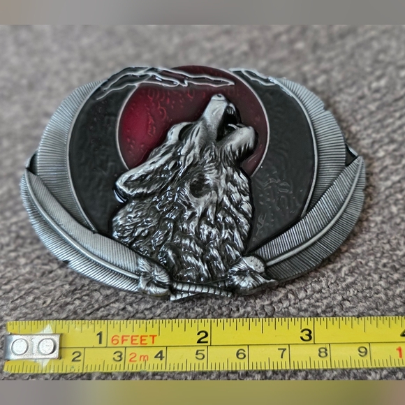 New Native Howling Wolf Feather Wolves Belt buckle - Picture 6 of 7